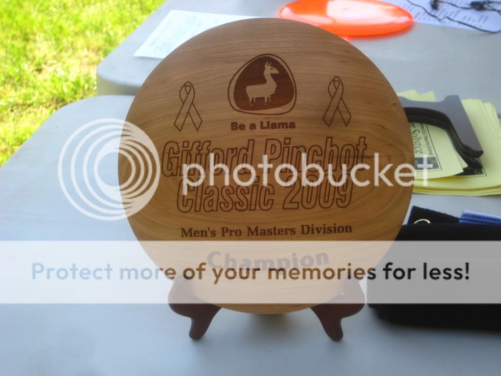 Trophy disc made from wood. Disc Golf Course Review
